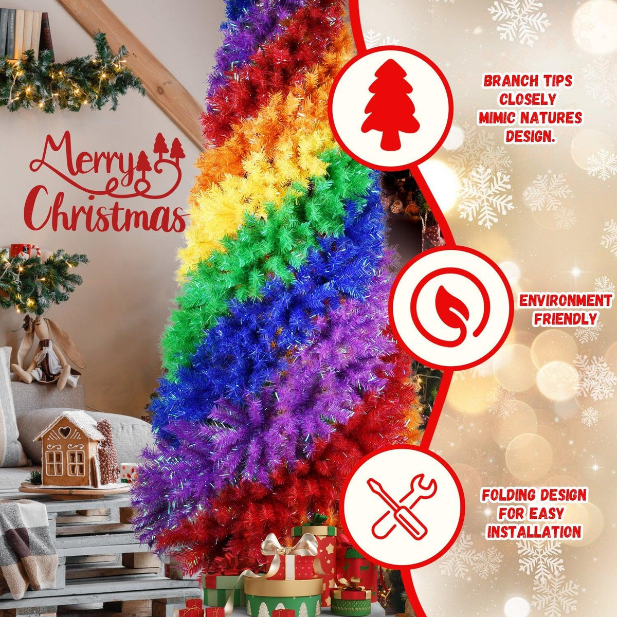 5ft Rainbow Spiral Christmas Tree