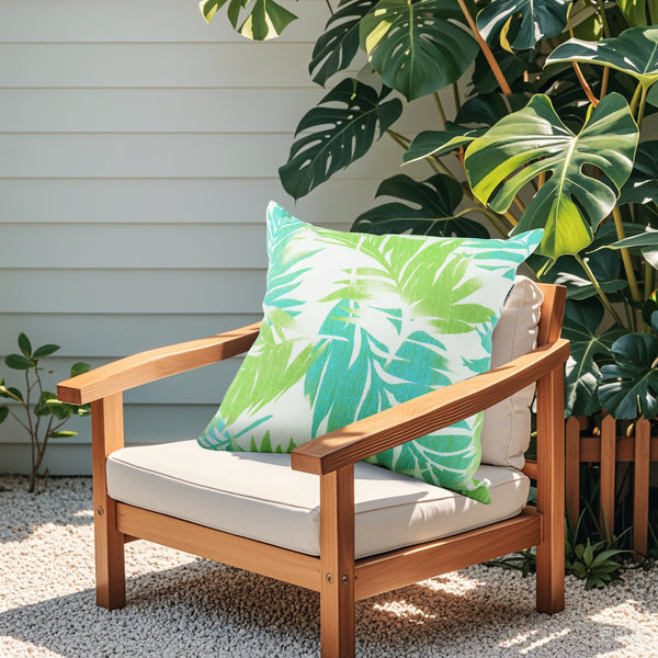 6 Pack Outdoor Pillow Covers - Tropical Palm Aqua