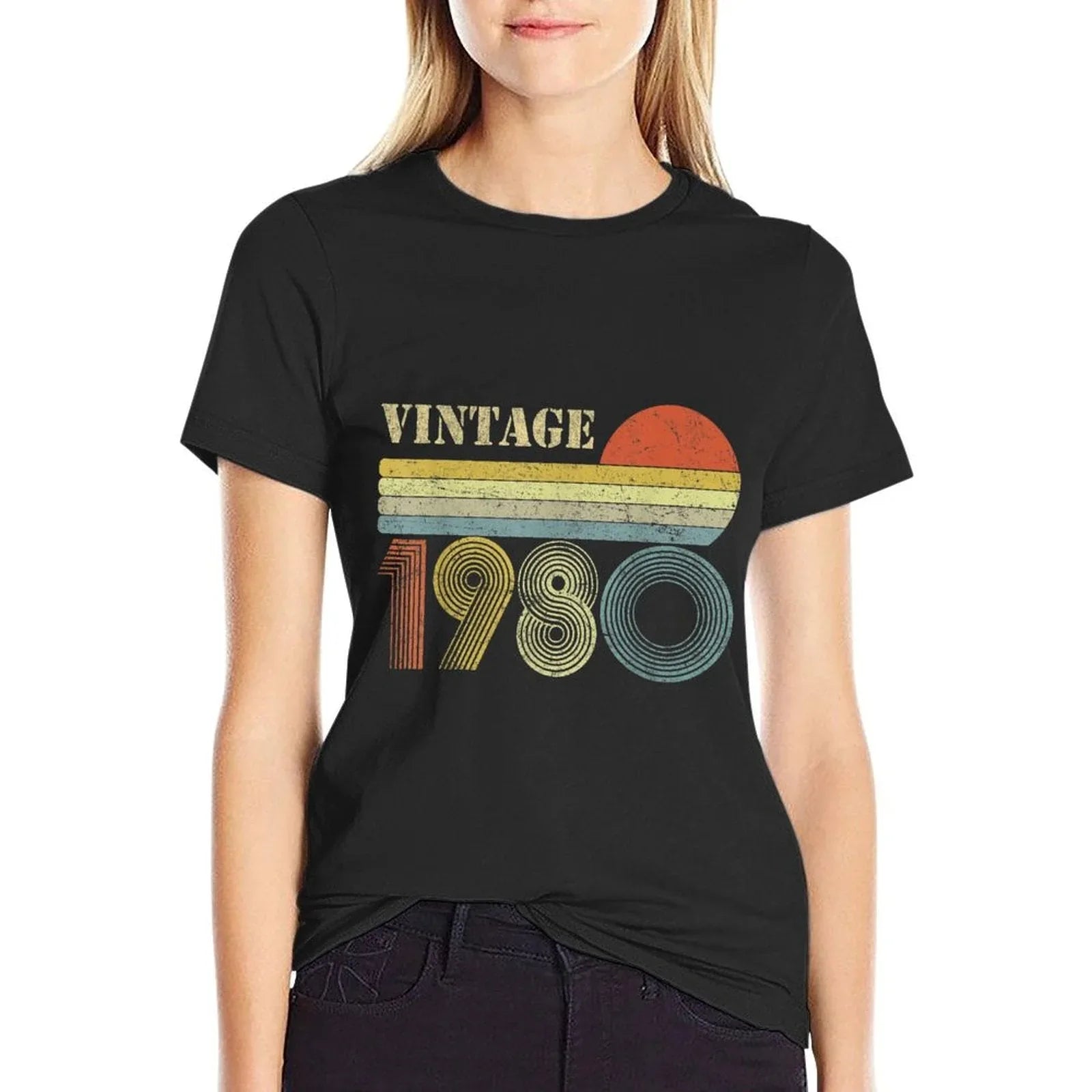 1980 40th Birthday Gift Vintage Retro Men Women 40 Years Old  Cotton T-Shirt