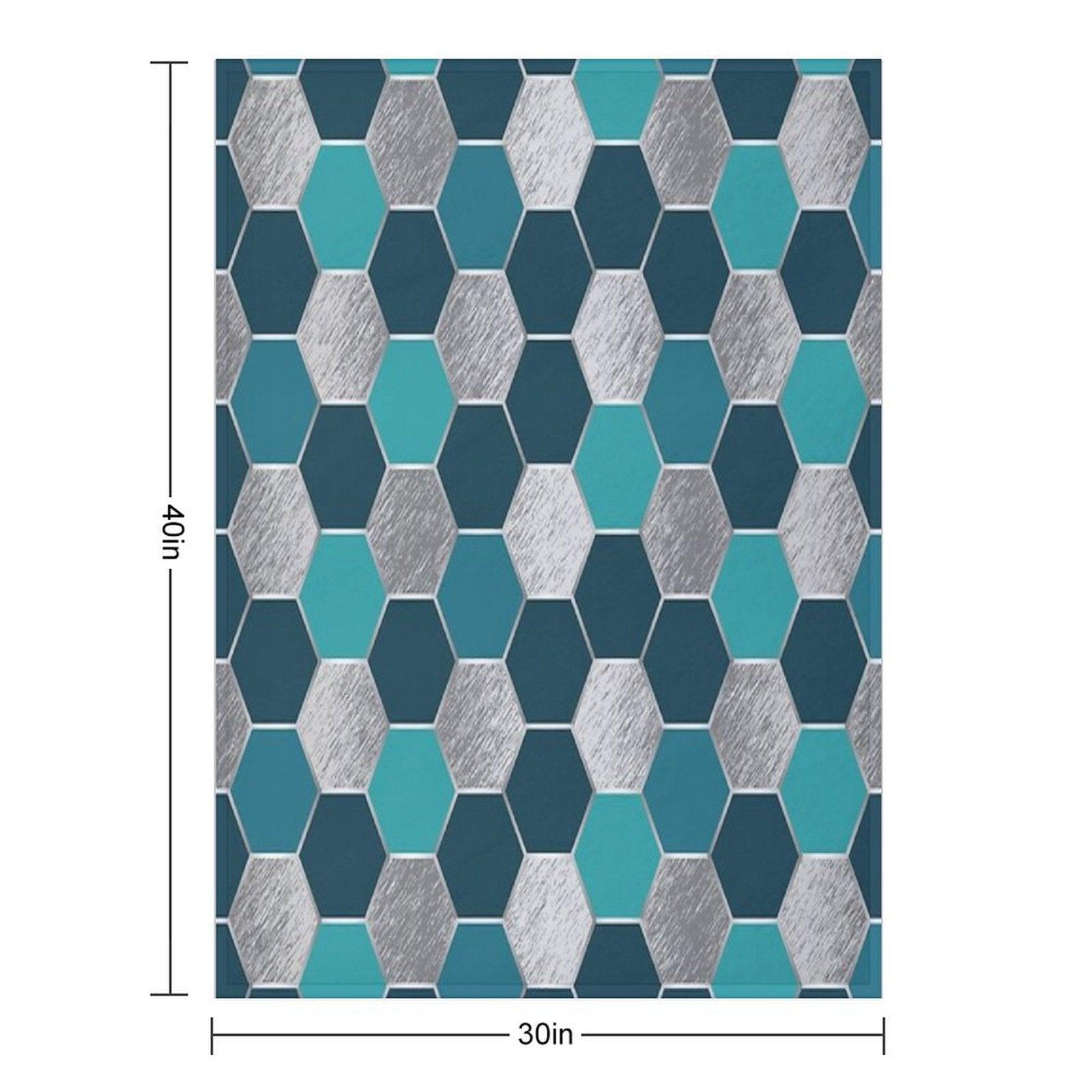 Metal Silver And Teal Geometric Hexagon Pattern Throw Blanket