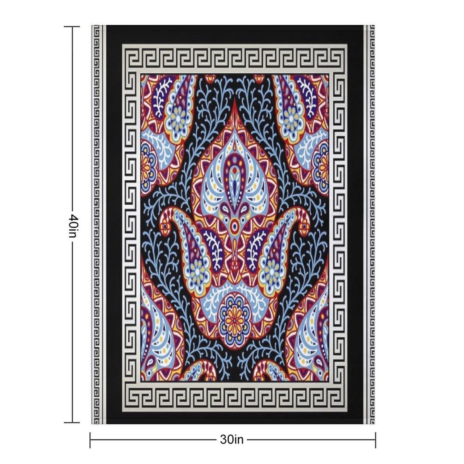 Greek Key Cream White Black Intricate Floral Gift-ready Throw Blanket
