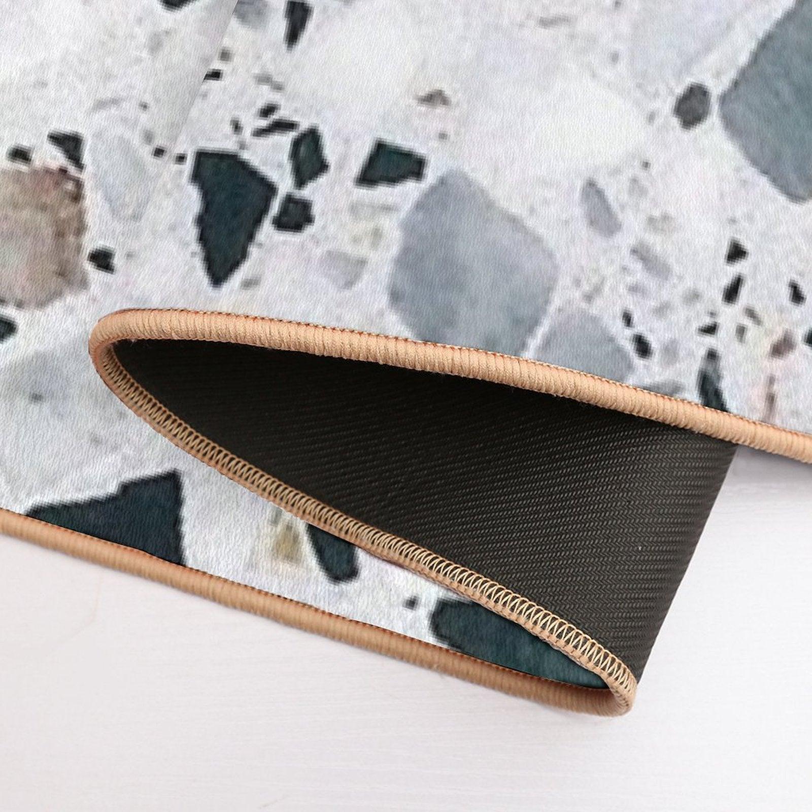 Terrazzo Black, White, Grey And Bronze Bath Mat