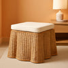 Honey Bohemian Scallop Rattan Ottoman Plush Cushion