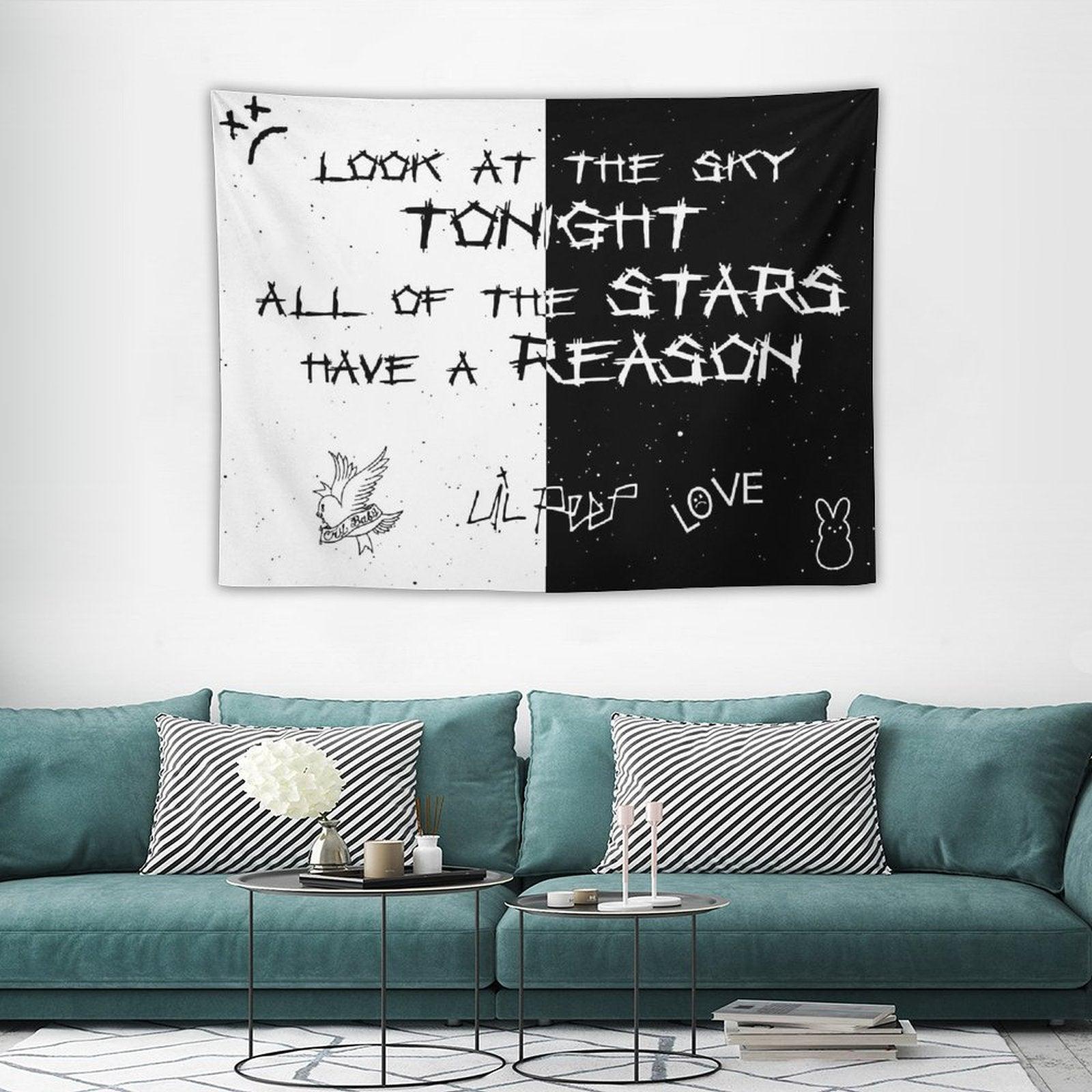 Lil Peep Black And White Star Tapestry