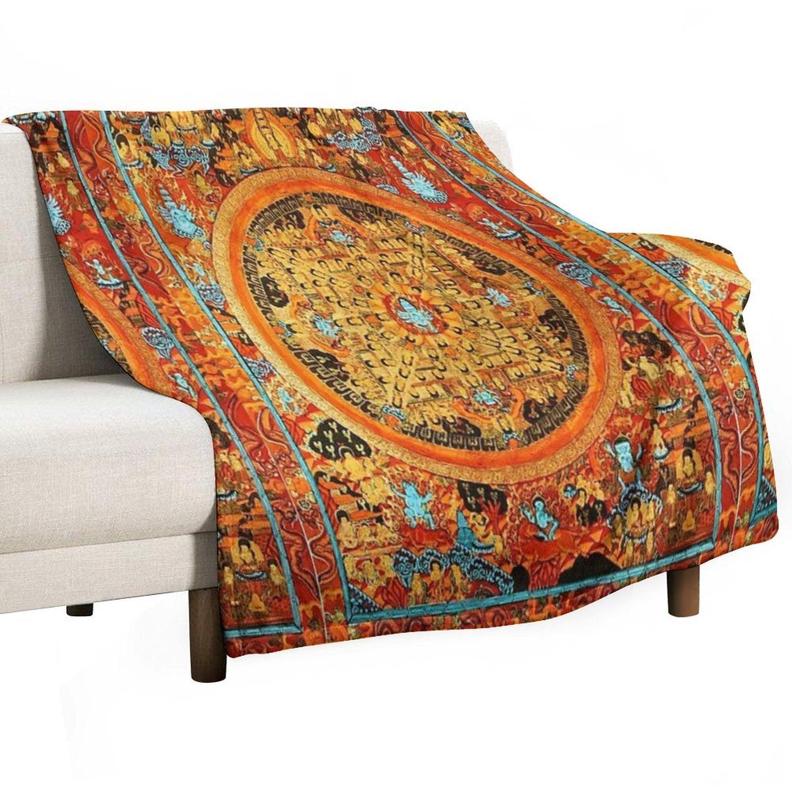 Buddhist Mandala Ashta Bhairava Thangka 45 Throw Blanket