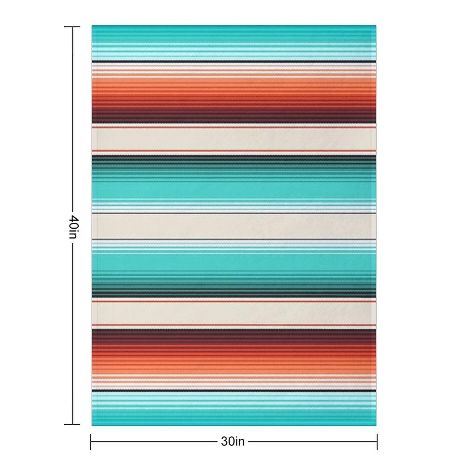 Navajo White, Turquoise And Burnt Orange Southwest Serape Blanket Stripes Throw Blanket
