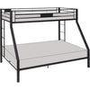 Twin XL Queen Bunk Bed In Sandy Black Finish Metal Slats - Twin X-Large/Queen