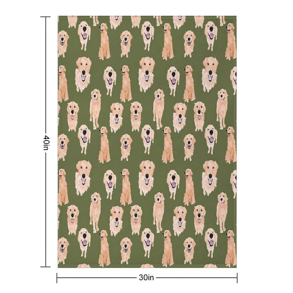 Golden Retrievers Olive Quick-dry Throw Blanket