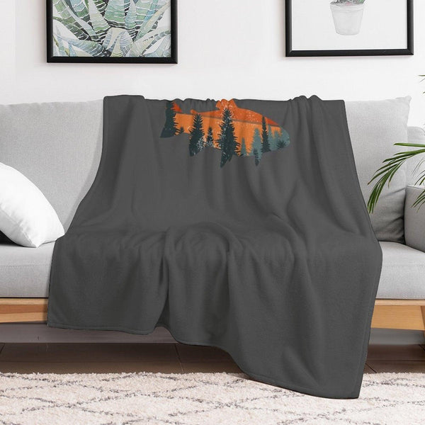 Trout Fly Fishing Nature Outdoor Fisherman Gift Throw Blanket