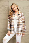 Classic Plaid Button Front Shirt Jacket with Breast Pockets Casual & Minimalist Outerwear