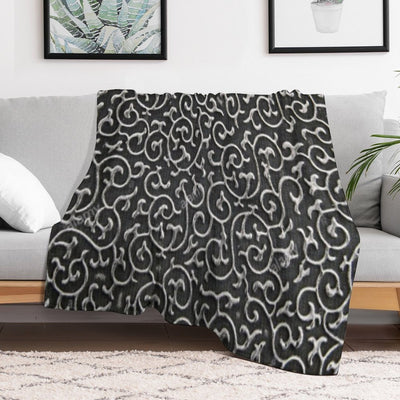 Fabric Design with Black Background Sustainable Throw Blanket