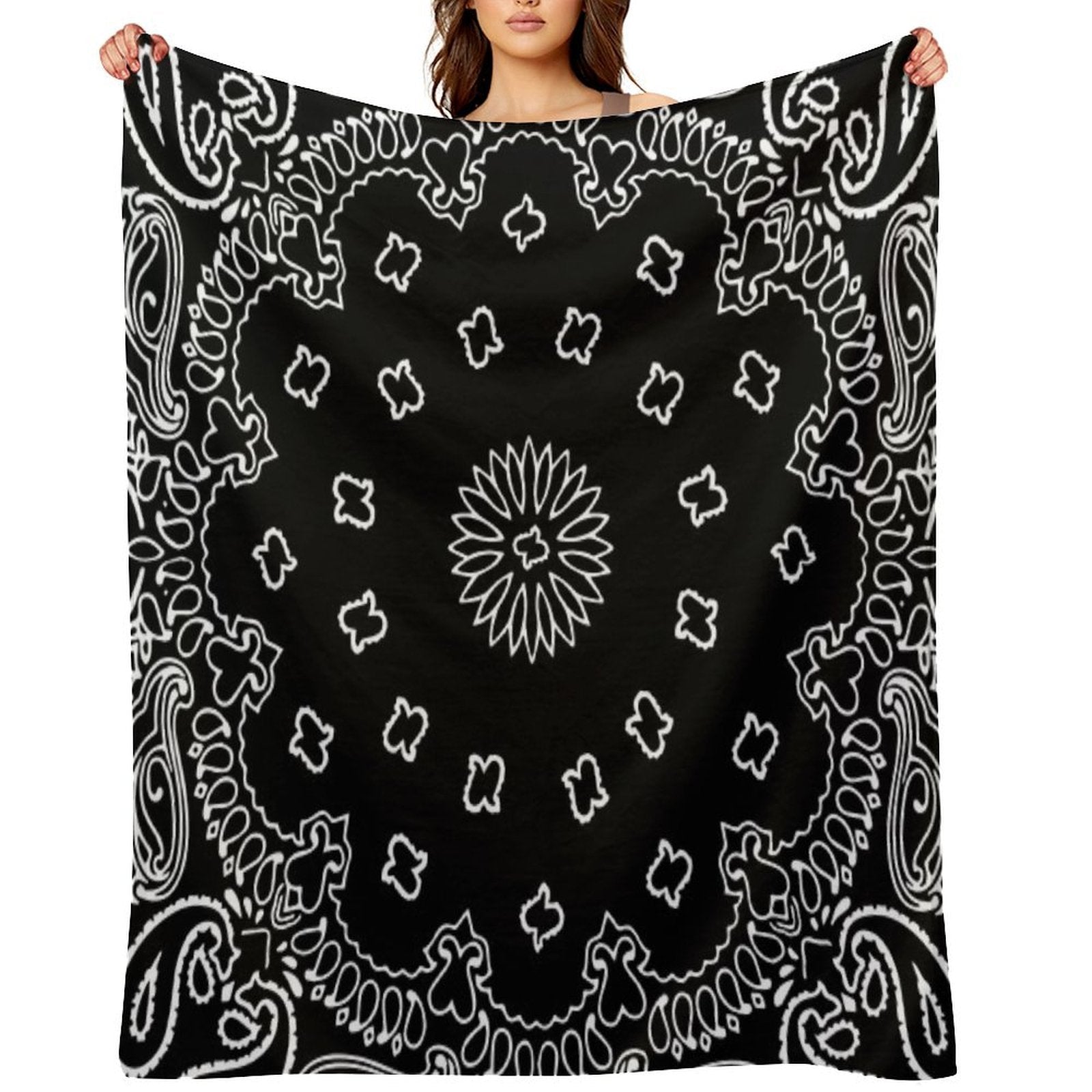 Black Bandana Lightweight Throw Blanket