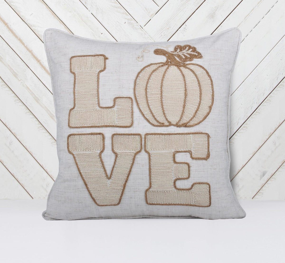 Love Pumpkin Embroidered Throw Pillow – Rustic