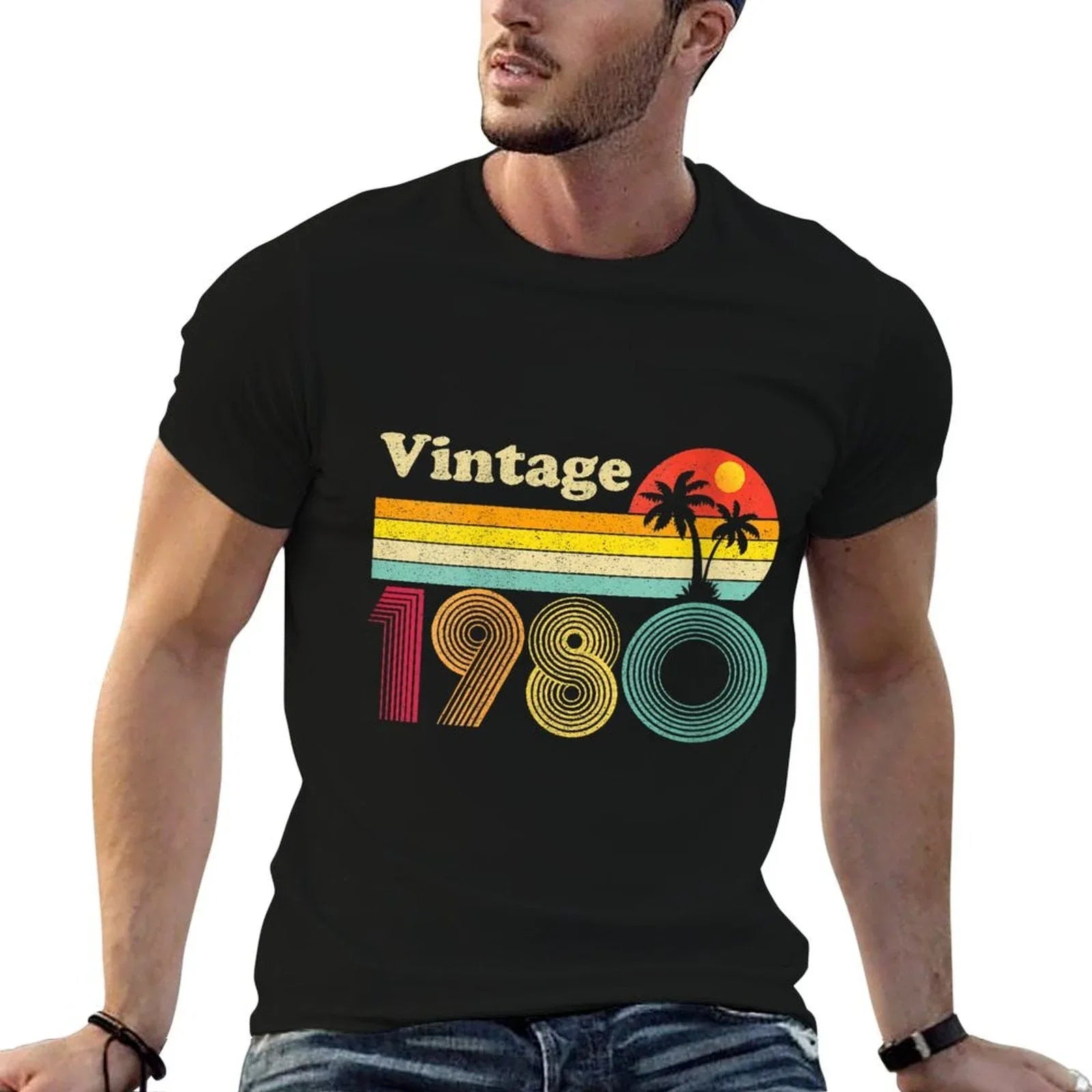Womens 1980 40th Birthday Gift Vintage Retro Men Women 40 Years Old  Trendy Pattern T-Shirt