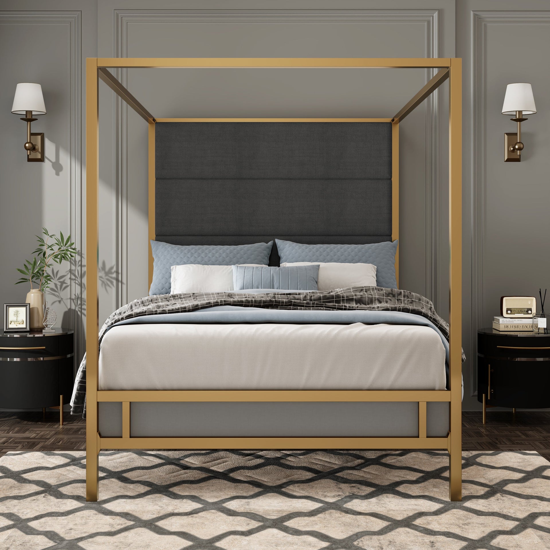 Gold Metal Canopy Bed