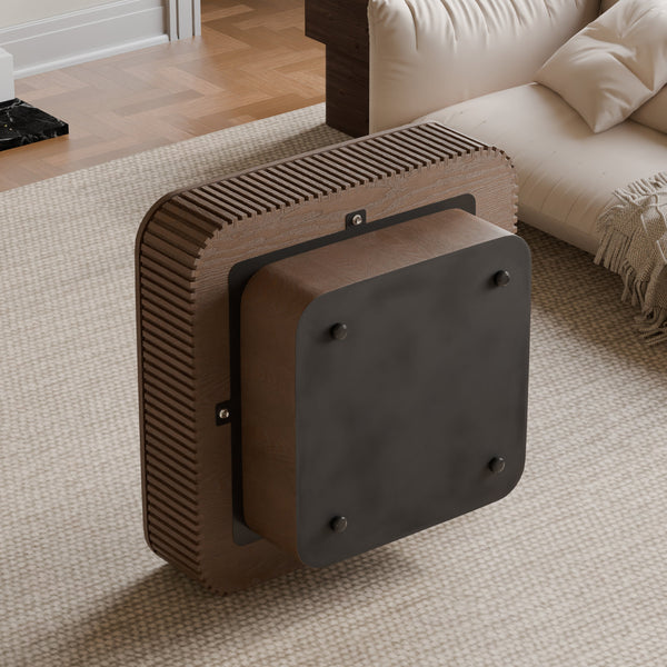Walnut Square Modern Coffee Table with Hidden Storage