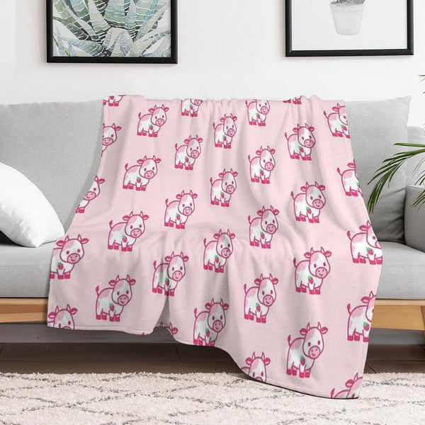 Strawberry Cow All-season Throw Blanket