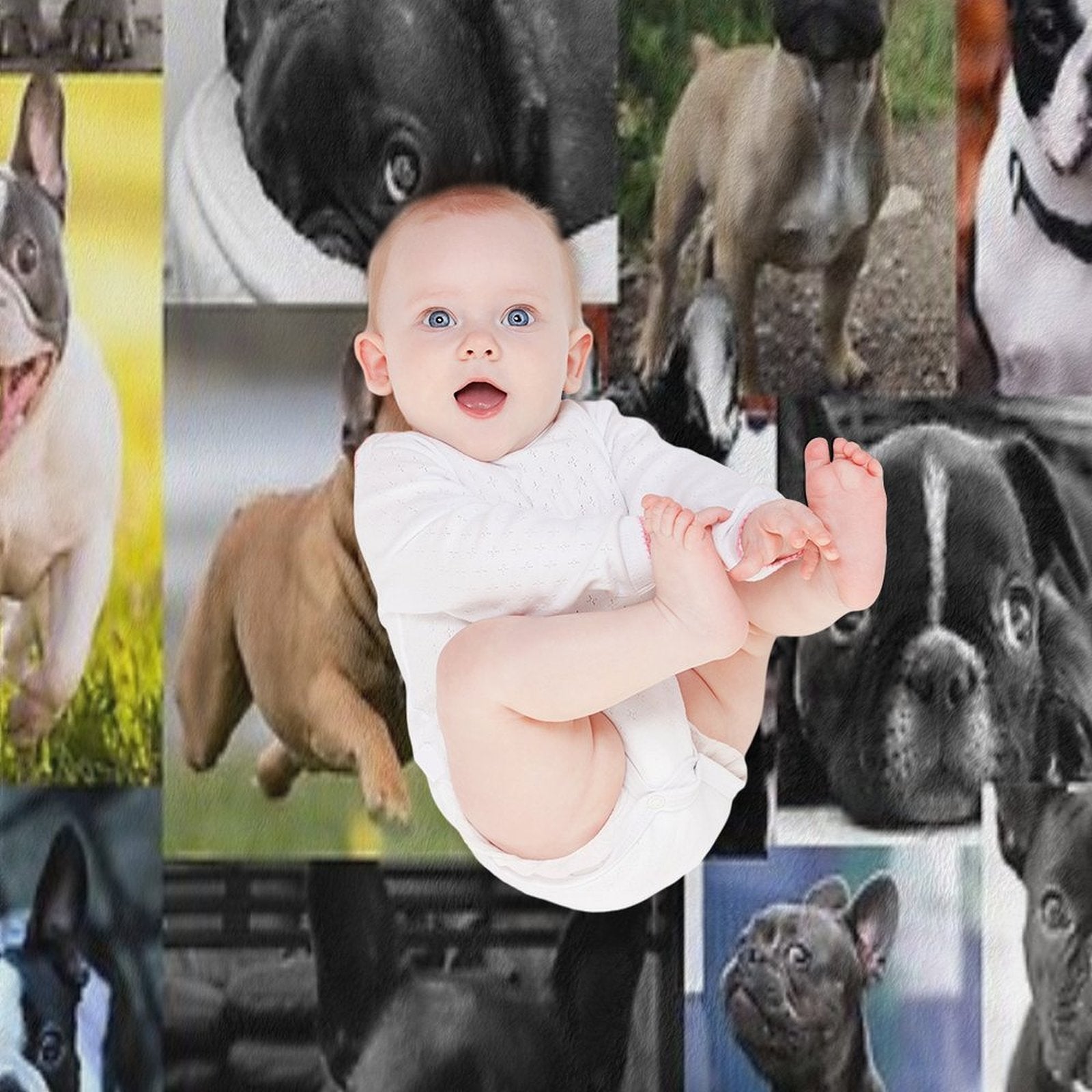 French Bulldog Dog Breed Collage Anti-pilling Throw Blanket