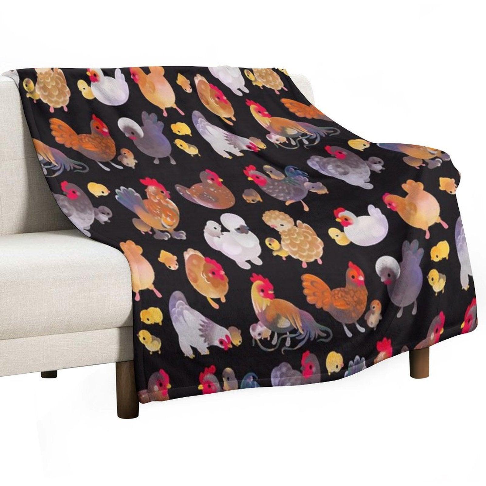 Chicken And Chick - Dark Throw Blanket