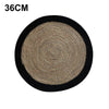 Japanese Style Breathable Jute Woven Thickened Placemat - Black / Round / Large