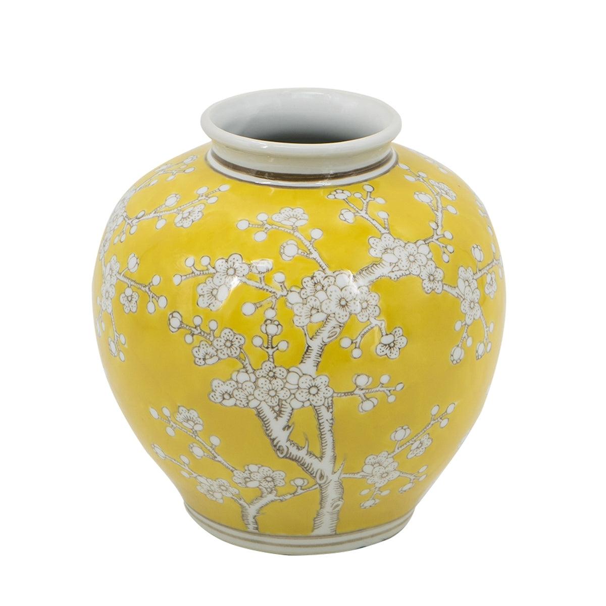 Yellow & White Porcelain Plum Blossom Decorative Vase