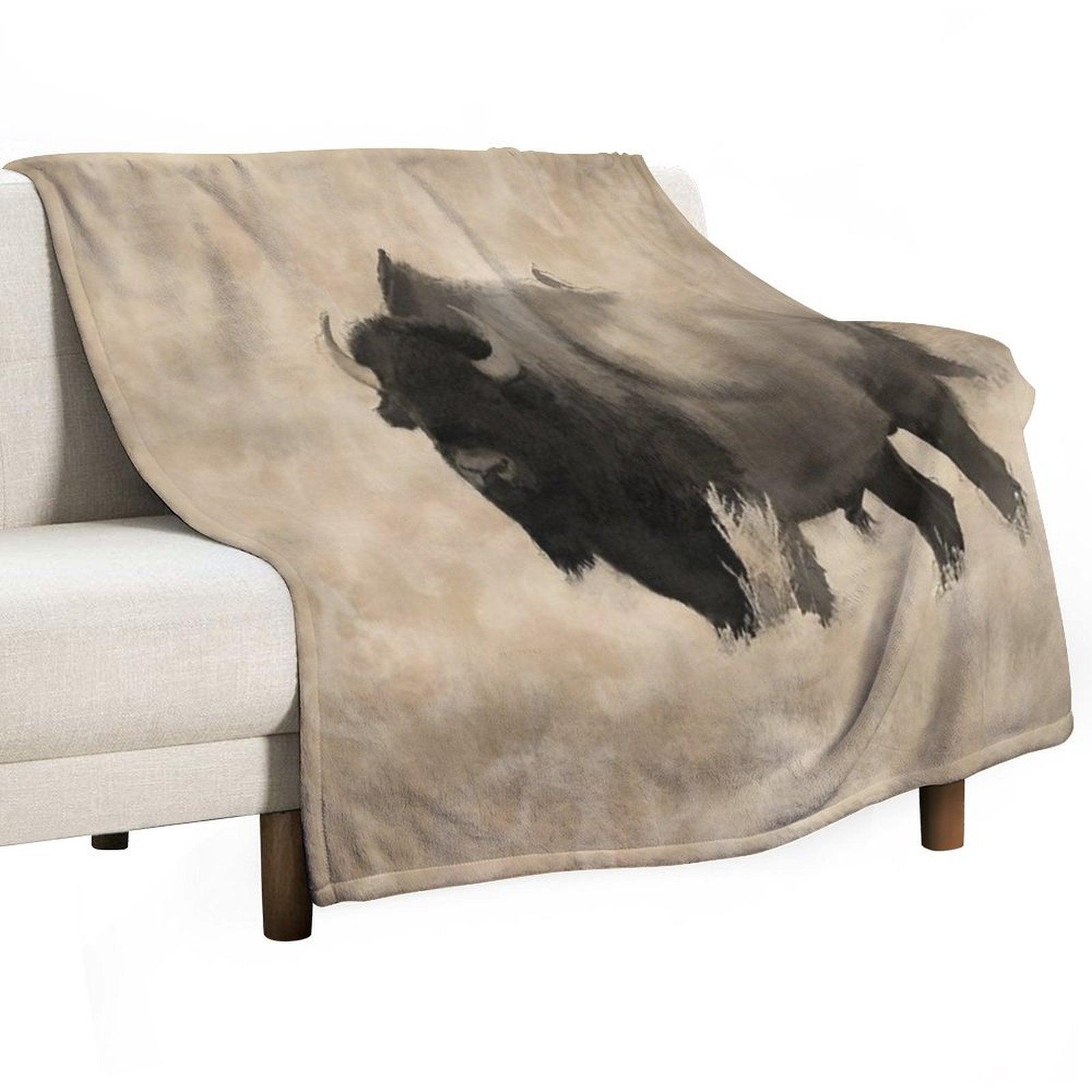 American Buffalo  -  Plains Bison Throw Blanket