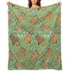Capybaras Meadow in Green And Yellow Eco-conscious Throw Blanket
