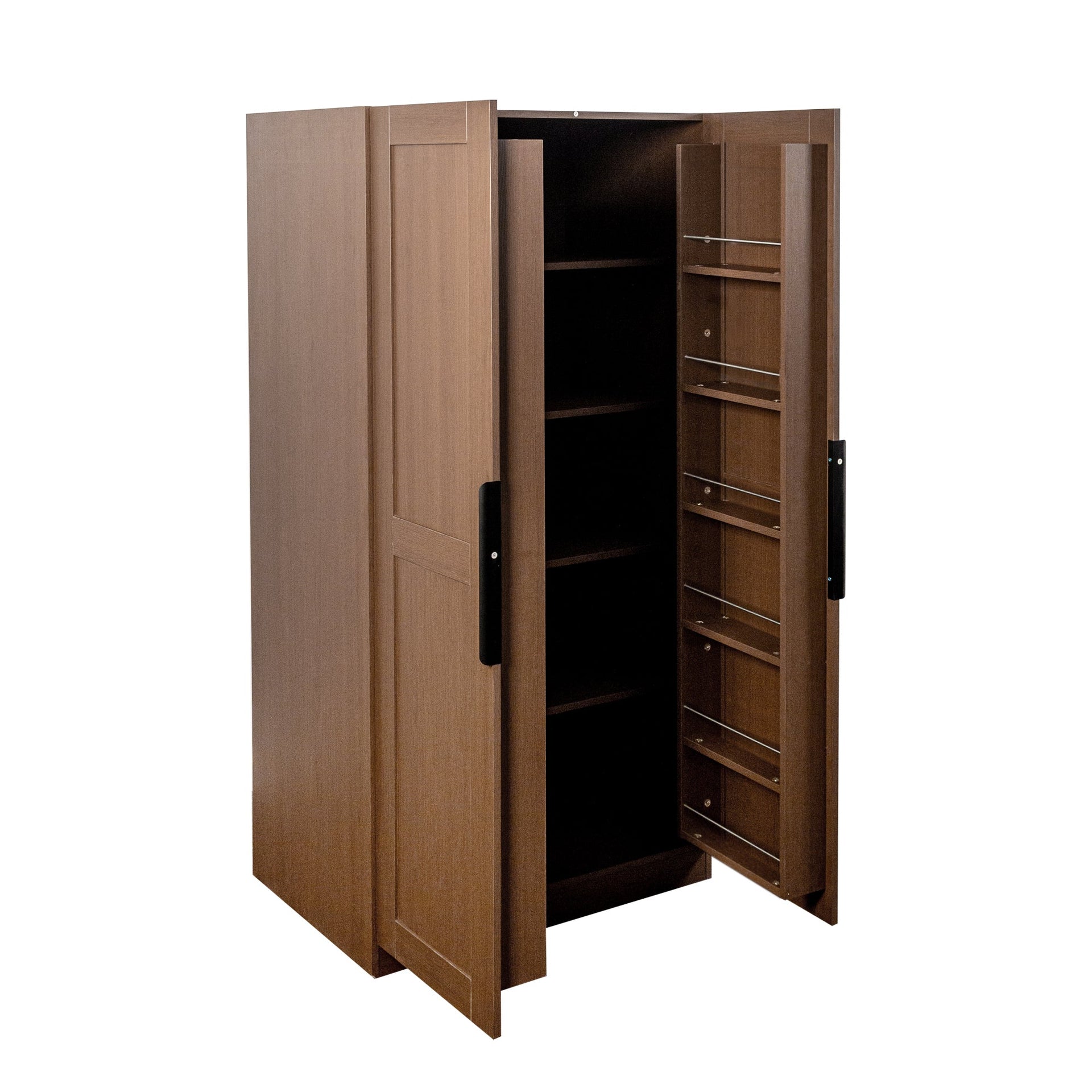 62.99in Kitchen Pantry Cabinet, Walnut  Freestanding Buffet Cupboards Sideboard with Doors &  Shelves, Kitchen Pantry Storage Cabinet for Kitchen, Living Room and Dinning Room