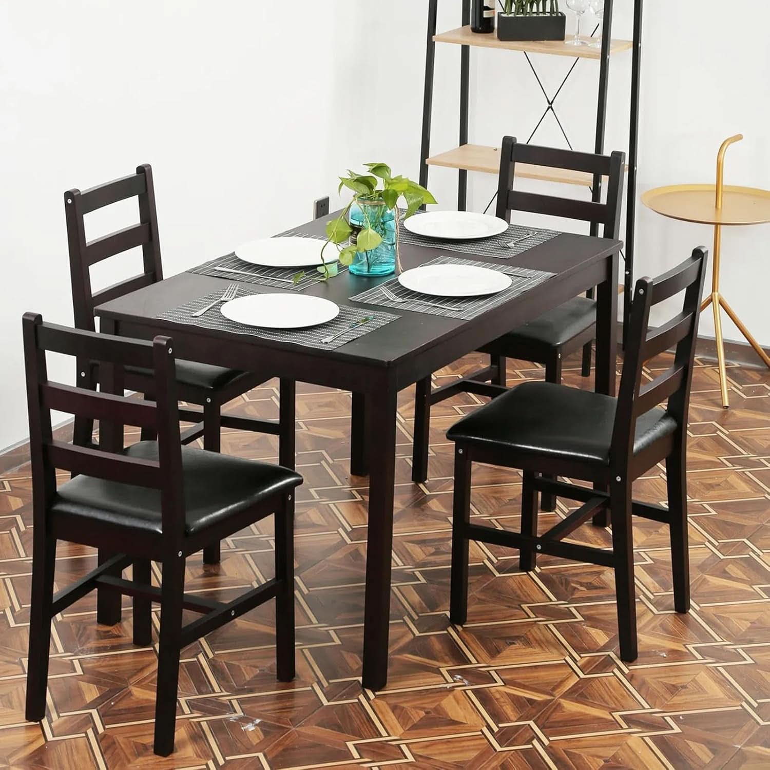 Brown Premium Five Piece Dining Table Set Apartment