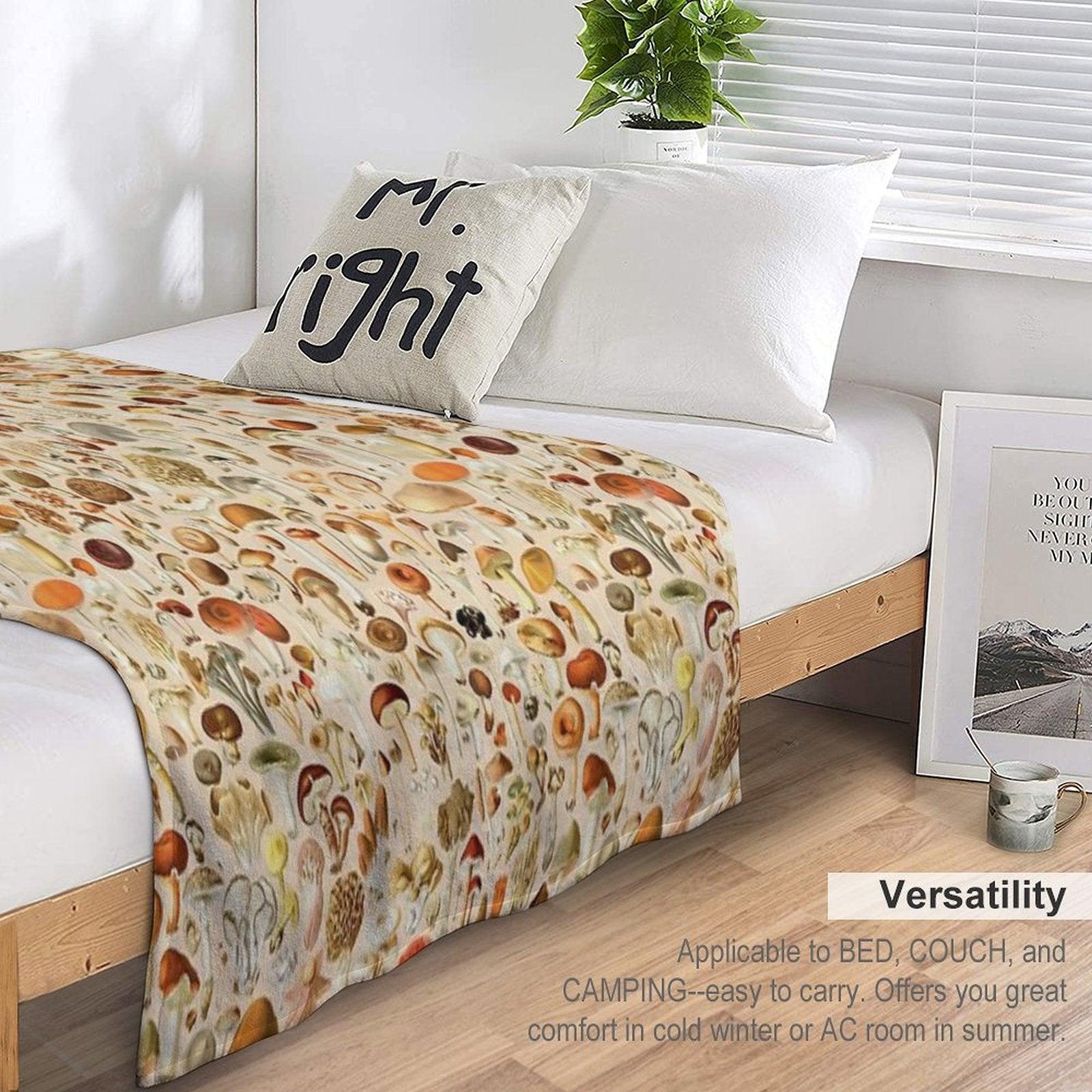 Vintage Mushroom Designs Collection Throw Blanket