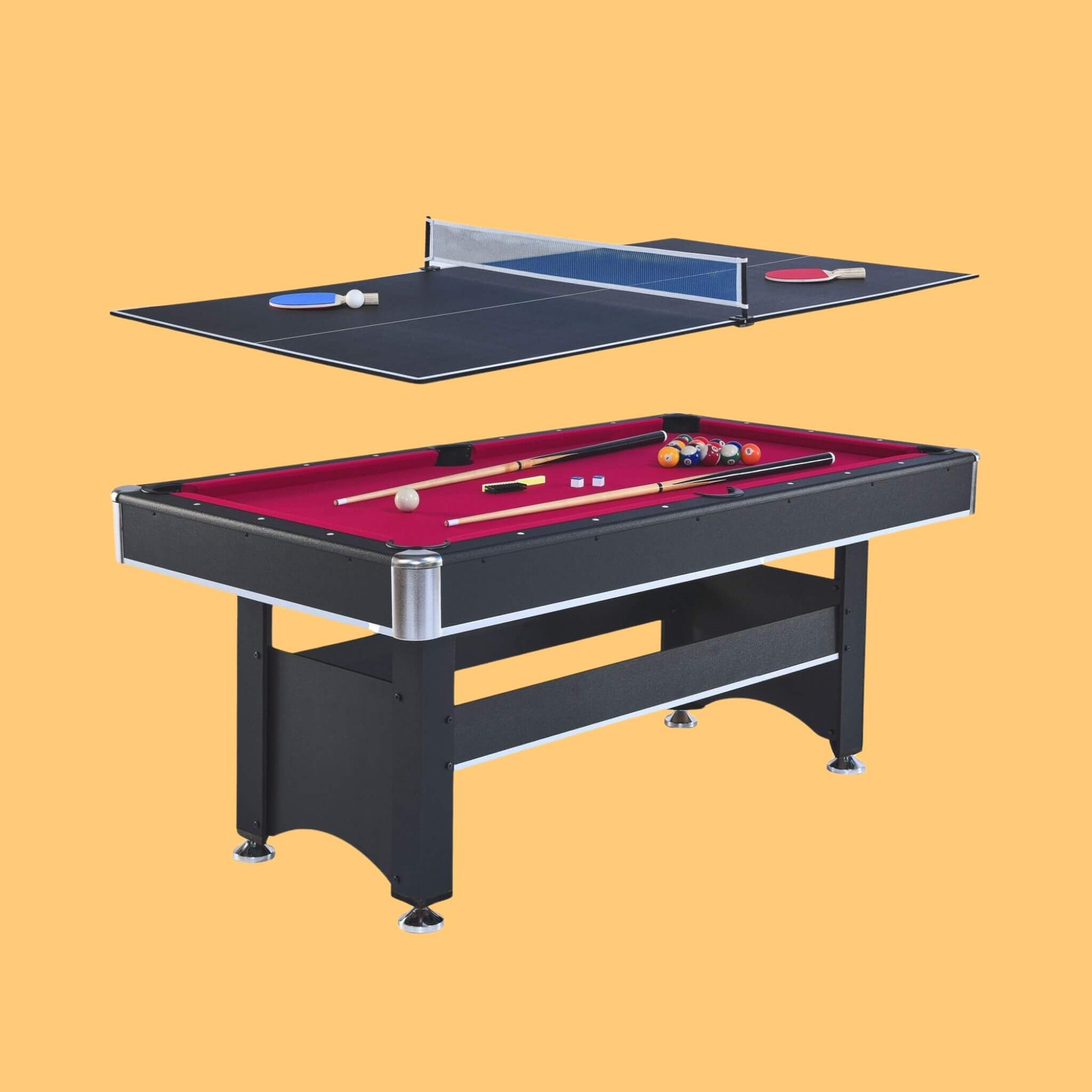 6FT Premium Wooden Multifunctional Pool Table With Table Tennis Top (SAK62741)