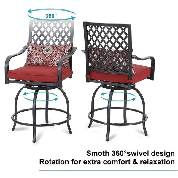 6PCS Outdoor Patio Bar Set Dining Table With Umbrella & Swivel Bar Stools (SAK53218)