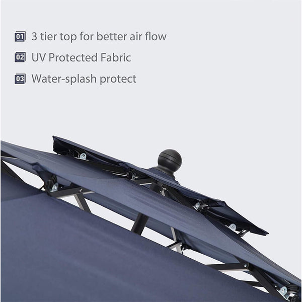 6PCS Outdoor Patio Bar Set Dining Table With Umbrella & Swivel Bar Stools (SAK53218)