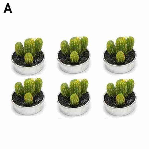 6Pcs Cactus Candle Cube Candle Simulated Plant Set Paraffin Scented 3D Candle Delicate Succulent Cactus Candles for Valentine's Day Birthday Party Wedding Spa Home Decoration Gifts Home Candle Tea Light Background Props Decor
