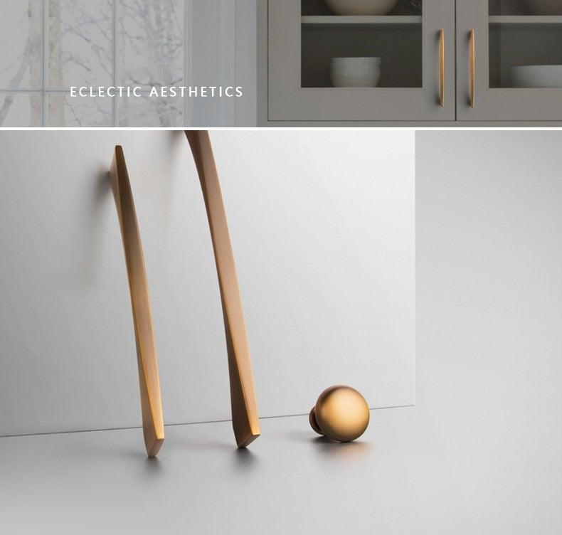 6PCS Set Nordic Modern Glam Brushed Bronze Drawer Knobs Kitchen Door Handles Cupboard Door Handle Cabinet Handles for Furniture Hardware  Brushed Brass Handle Modern Minimalist Cabinet Pull Drawer Handle Wardrobe Cabinet Hardware
