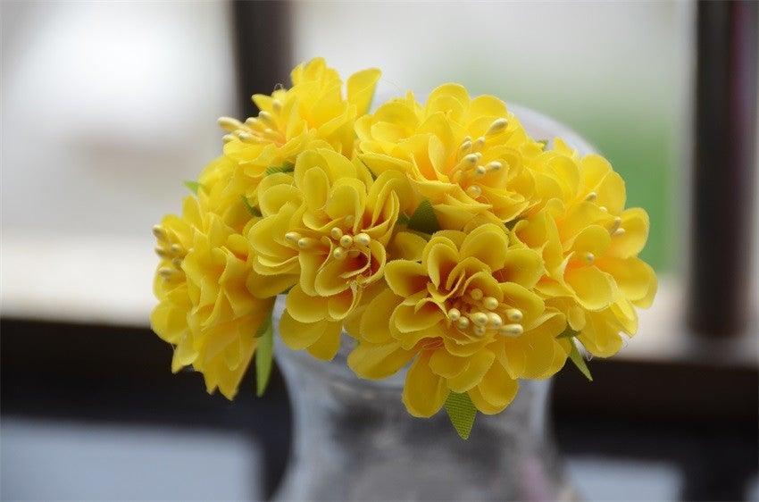 6pcs Silk Stamen Artificial Flower Bouquet Wedding Party Decoration Handmade Wreath Gift Scrapbooking Craft Fake Flowers