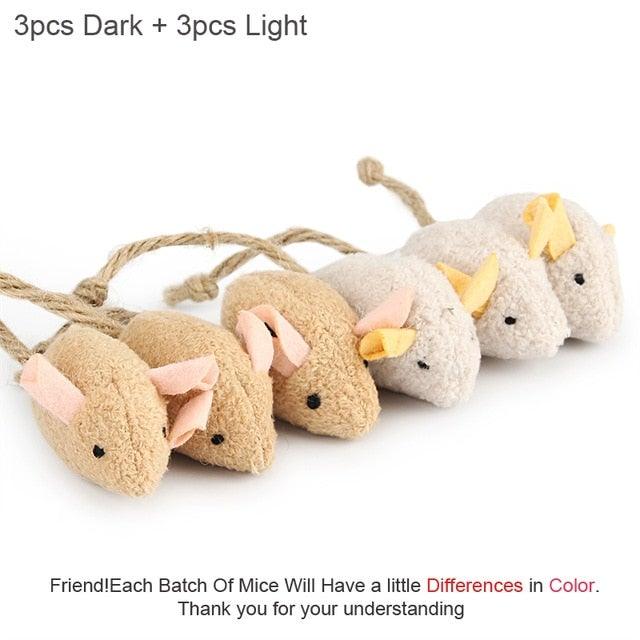 6pcs/lot Mix Pet Toy Catnip Mice Cats Toys Fun Plush Mouse Cat Toy For Kitten Skitter Critters Cat Toy Value Pack