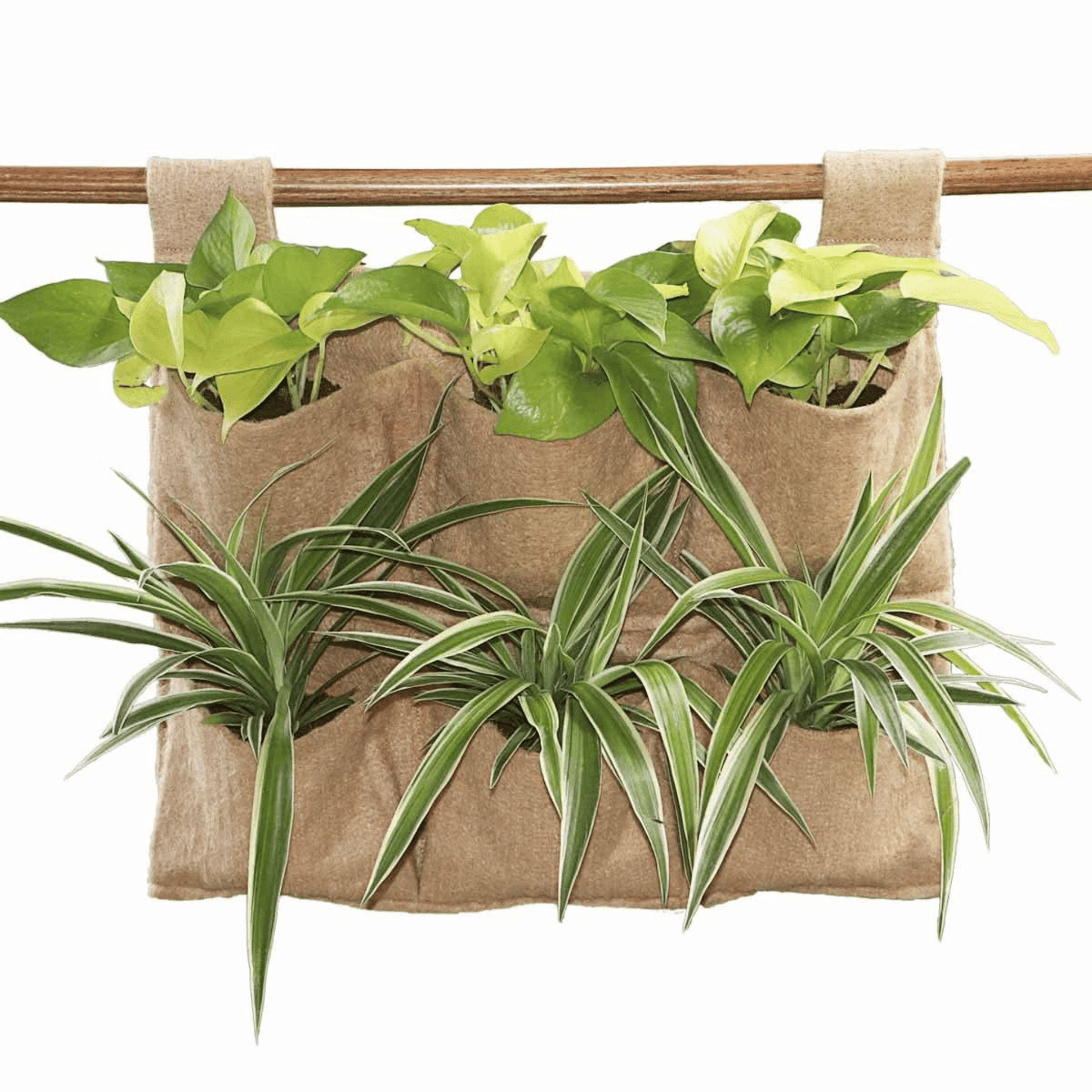 Jute Gardens 6-Pocket Vertical Living Wall Planter – Indoor/Outdoor Eco-Friendly Hanging Garden for Herbs, Flowers & Vegetables