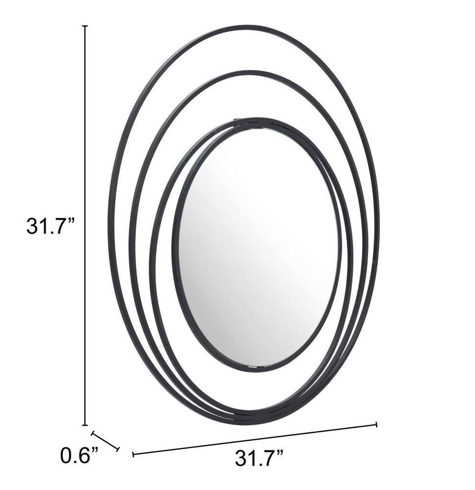 A12207 - Luna Round Mirror Black