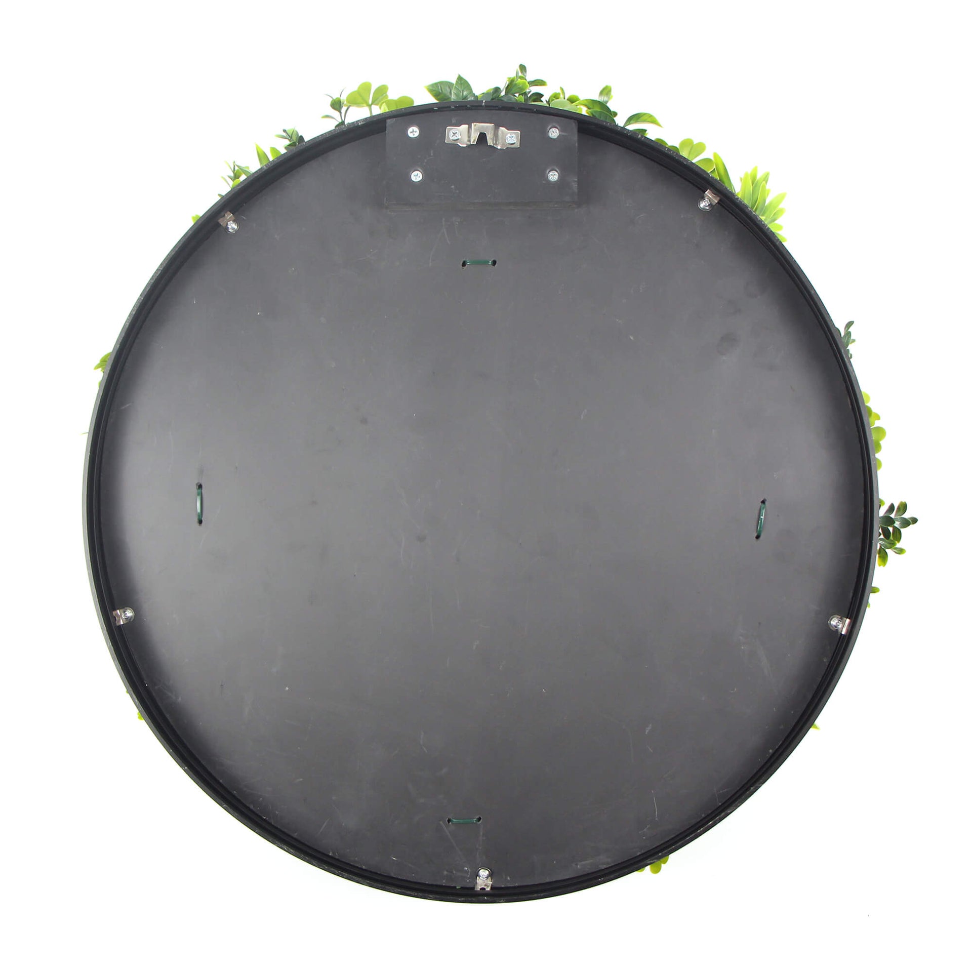 Slimline White Flowering Artificial Green Wall Disc 40in – White Frame – UV Resistant