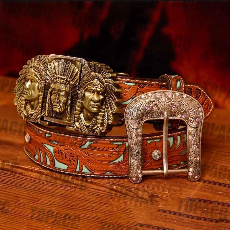 Indian Glow Buckle - Turquoise Belt - Gifts for You 'n Me