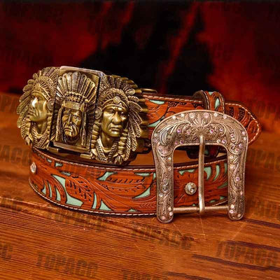 Indian Glow Buckle - Turquoise Belt