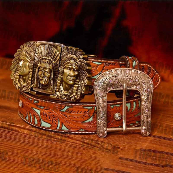 Indian Glow Buckle - Turquoise Belt - Gifts for You 'n Me