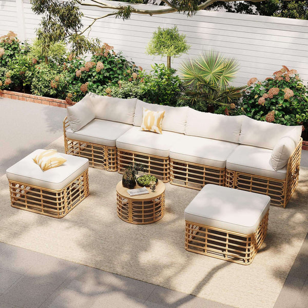 Alora 7-Piece Outdoor All-Weather Rattan Patio Sofa Set With Cushions (SAK47230)