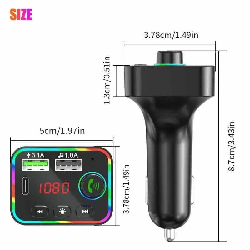 7 Color LED Backlit Light Bluetooth FM Transmitter and Dual USB Charger