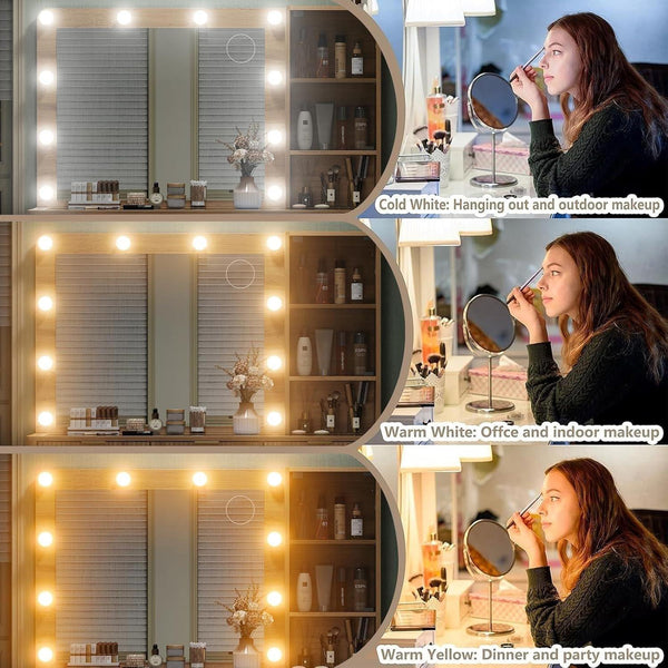 7-Drawer LED Mirror Vanity Desk - Vektaya