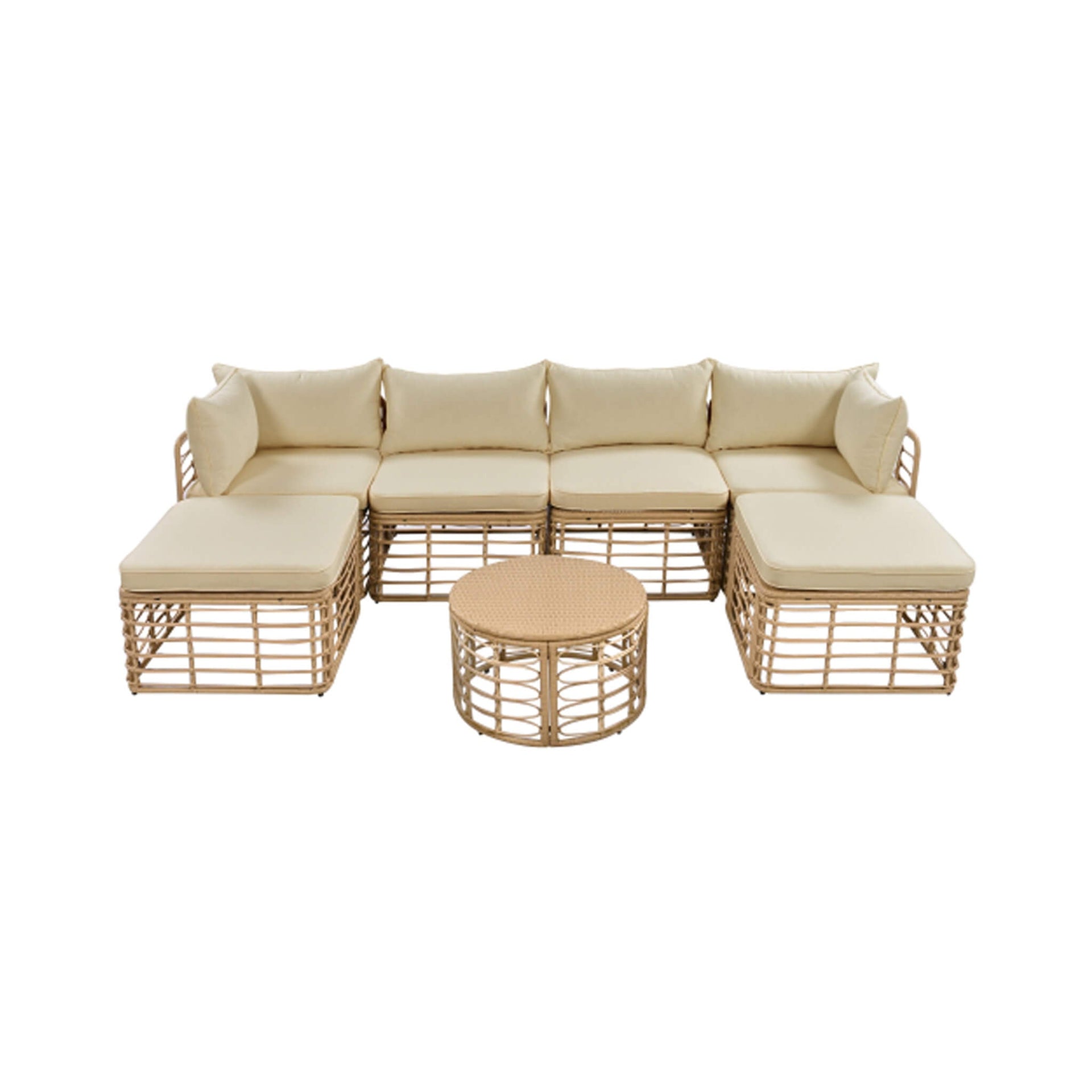 Alora 7-Piece Outdoor All-Weather Rattan Patio Sofa Set With Cushions (SAK47230)