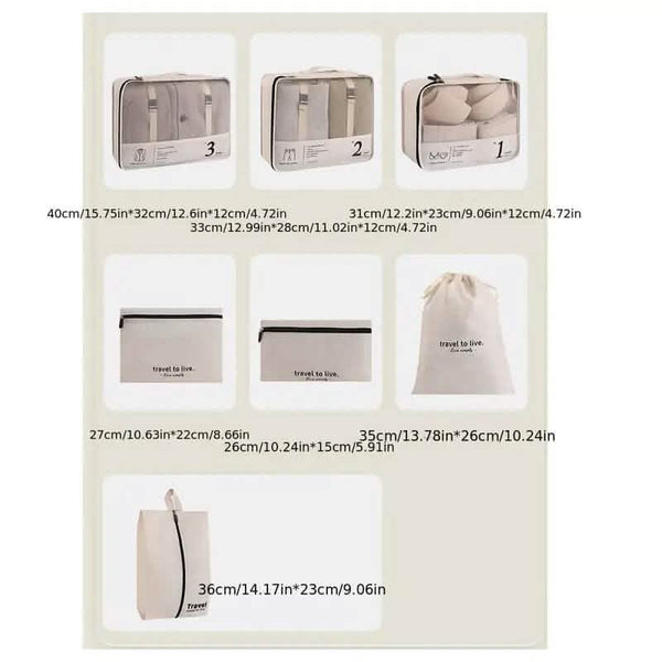 7-Piece: Travel Packaging Cube Bags