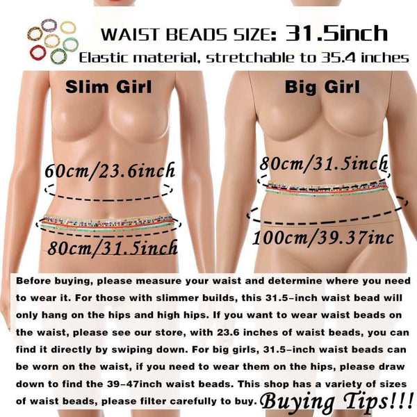 7-Pieces: Women Waist Bead Chain Belly Chain Beach Jewelry