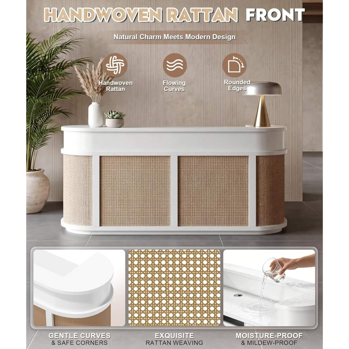 70-Inch Modern Wooden Reception Desk With Lockable Drawers (SAK26148)